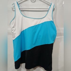 Womens Sz 18w Lands End Colorblock Sleeveless Swimmimg Top